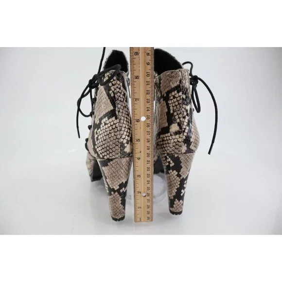 AllSaints Micaela Snake Print Leather Peep Toe Boots Size EU 40 US 9.5/10 Grey - Picture 6 of 14